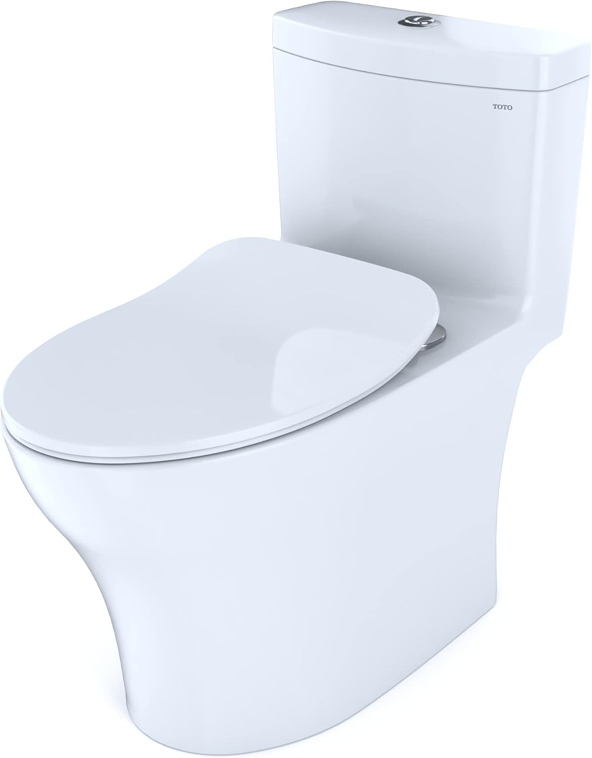 TOTO® Aquia® IV One-Piece Elongated Dual Flush 1.28 and 0.9 GPF Universal Height, WASHLET®+ Ready Toilet with CEFIONTECT®, Cotton White- MS646234CEMFGN#01
