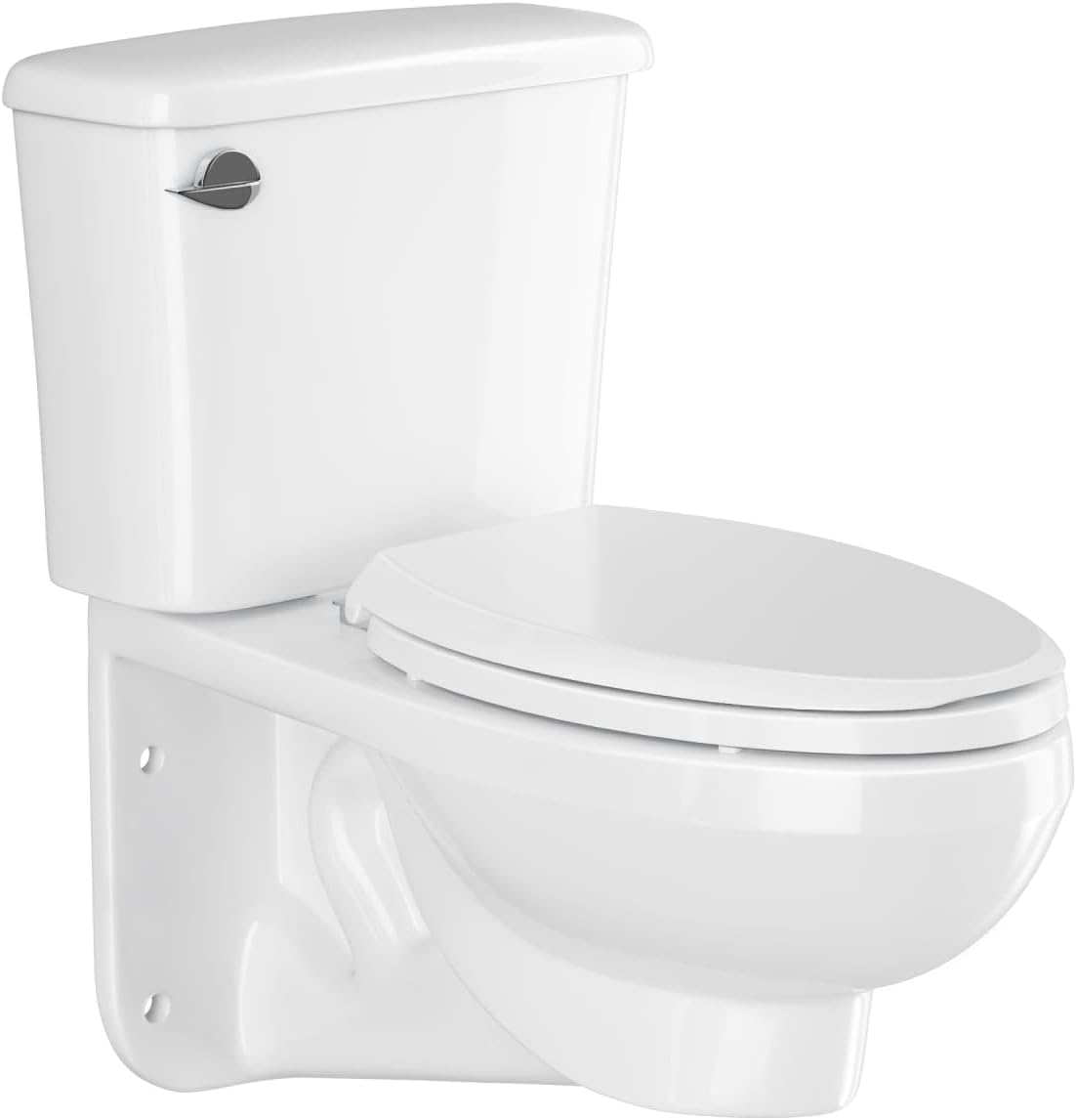 PROFLO PFXXC810HE 1.28 GPF Wall Mounted Two Piece Elongated Toilet with Left Hand Lever - Less Seat, ADA Compliant - White