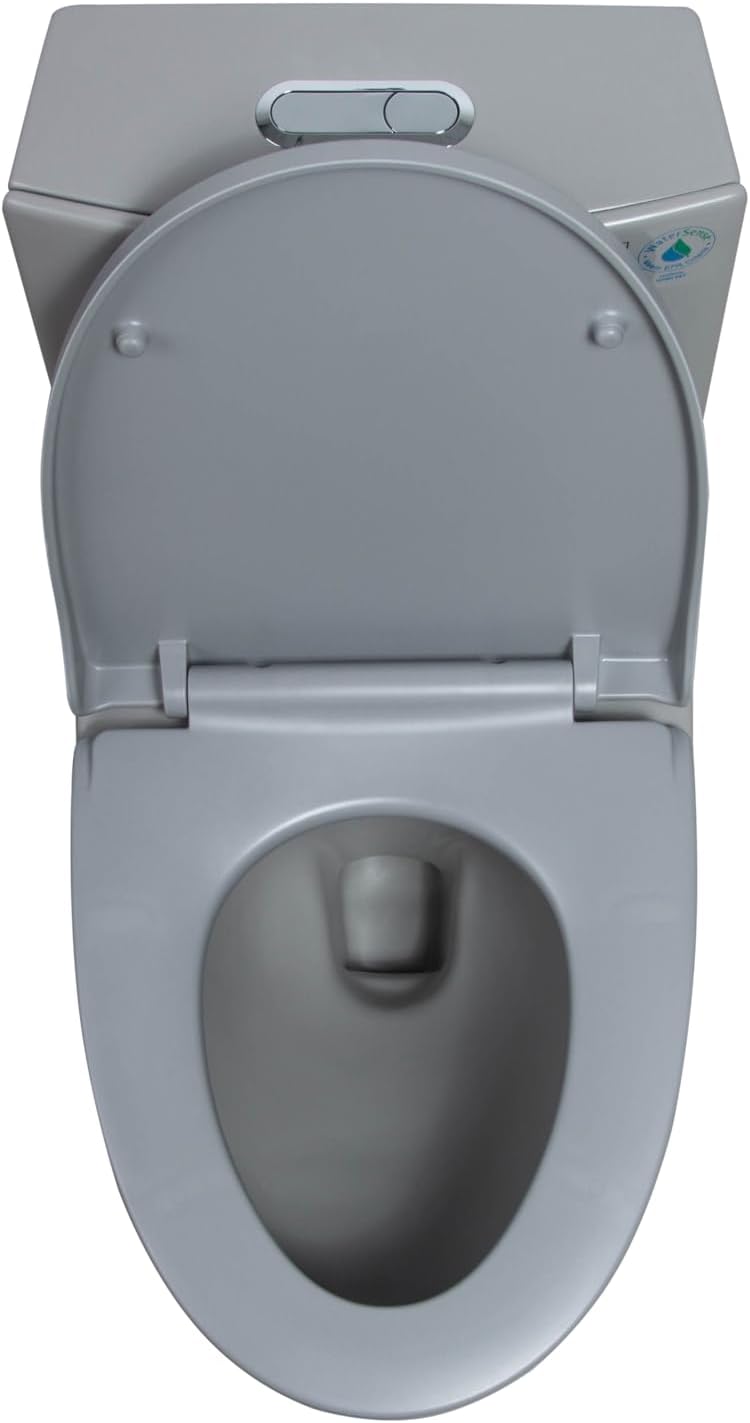 Dual Flush One Toilet, Water Saving Elongated Comfort Height Floor Mounted, Soft Close 1000 Gram Map Flushing SToilet, Light Grey