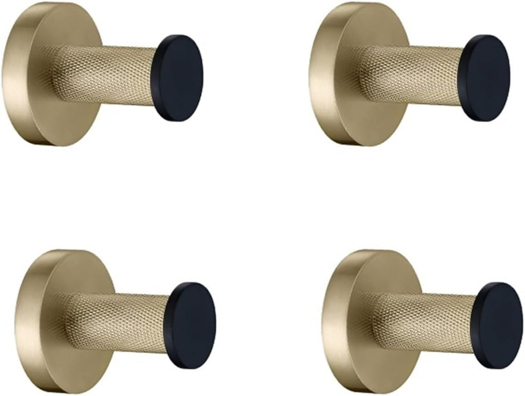 Black Gold Wall Mount Shelf Toilet Bath Hardware Paper Holder Towel Bar Rack Rail Rod Hook Hanger Bathroom Accessories(4 PCS Robe Hook)
