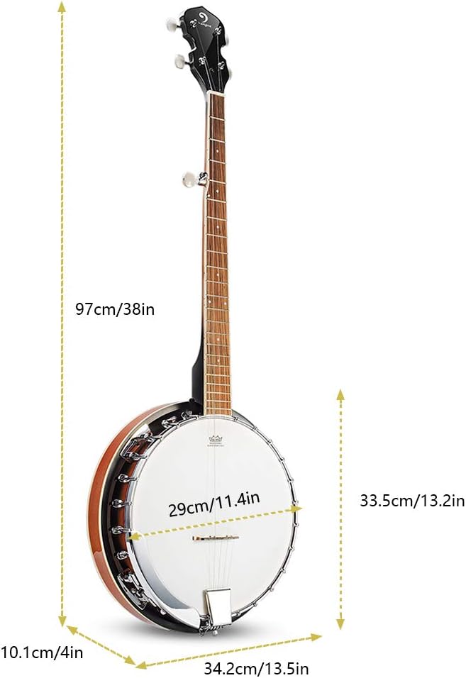 Vangoa Banjo 5 String Full Size Banjos Set with Resonator, Remo Head, Beginner Banjo Kit with Closed Back, Premium Accessories for Adults, Teenager