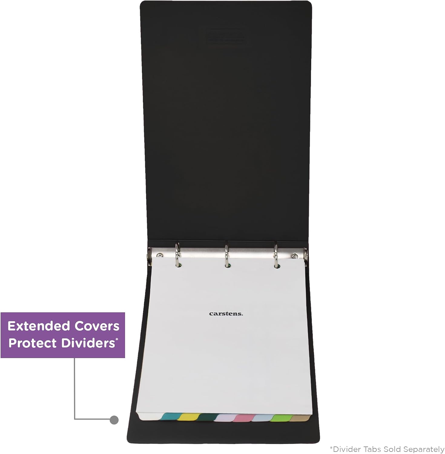 Carstens 3-Inch Heavy Duty 3-Ring Binder - Top Opening, Black, Durable Plastic, No-Gap Rings, Waterproof Cover, No Pockets, Holds 400 Letter Sheets, BPA-Free, Made in USA (1755-3R), Case of 12