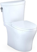 TOTO® Aquia IV® Arc Two-Piece Elongated Dual Flush 1.28 and 0.9 GPF Universal Height Toilet with CEFIONTECT®, WASHLET®+ Ready, Cotton White - MS448124CEMFGN#01