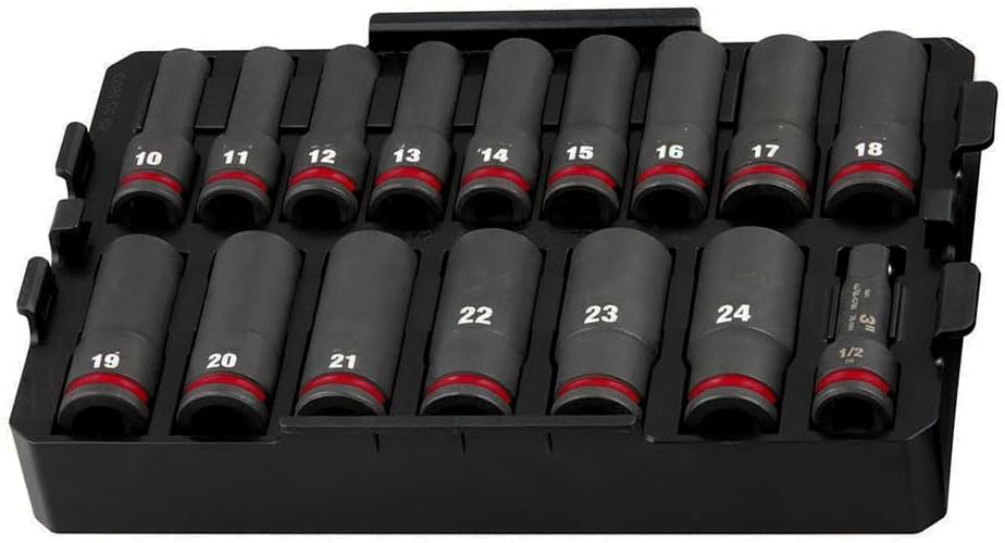 Socket Set For Milwaukee 49-66-6818 Impact Duty Socket 1/2'' Drive MM Tray Set (Size:15 x 10 x 5 in) - 16PC, Black