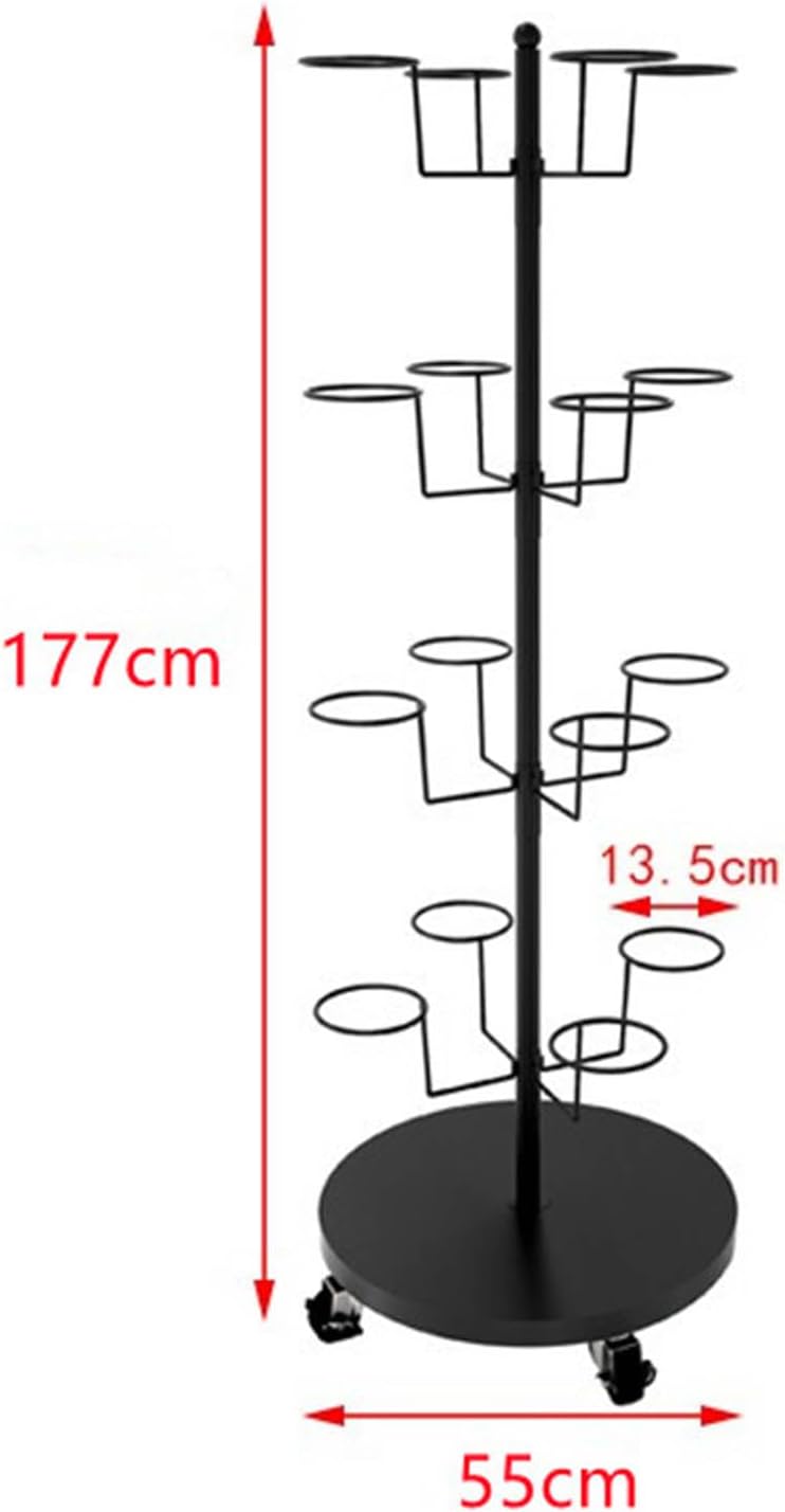 Hat Rack Helmet Stand Adjustable Swivel Hat Organizer Rack - Mobile Metal Hat Display Stand for Motorcycle Helmet, Commercial Floor Standing, Modern Baseball Cap and Fedora Hat Rack, Hard Hat Storage