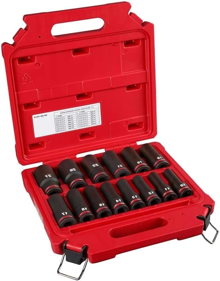 14PC 49-66-7014 for Milwaukee 1/2' Drive Metric Deep 6-Pt Socket Set