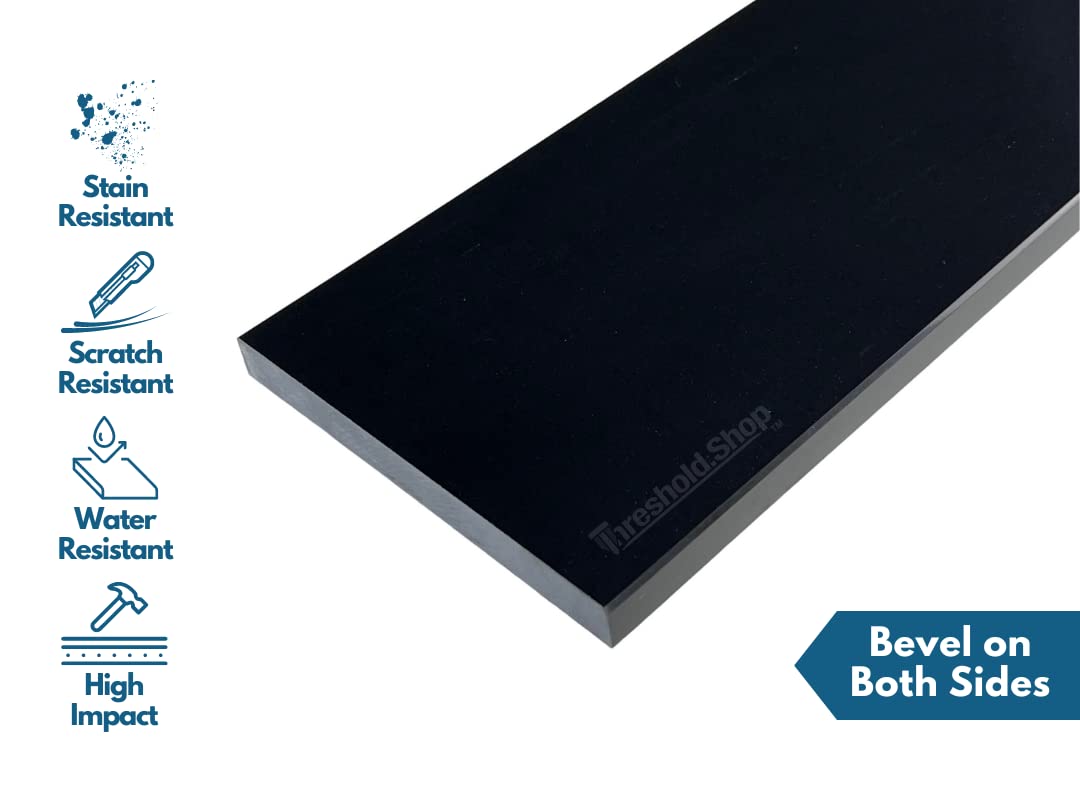 Super Black Engineered Marble Threshold for Shower Curb, Bathroom Vanity Backsplash, Window Sill, Door Transitions (6' x 72')
