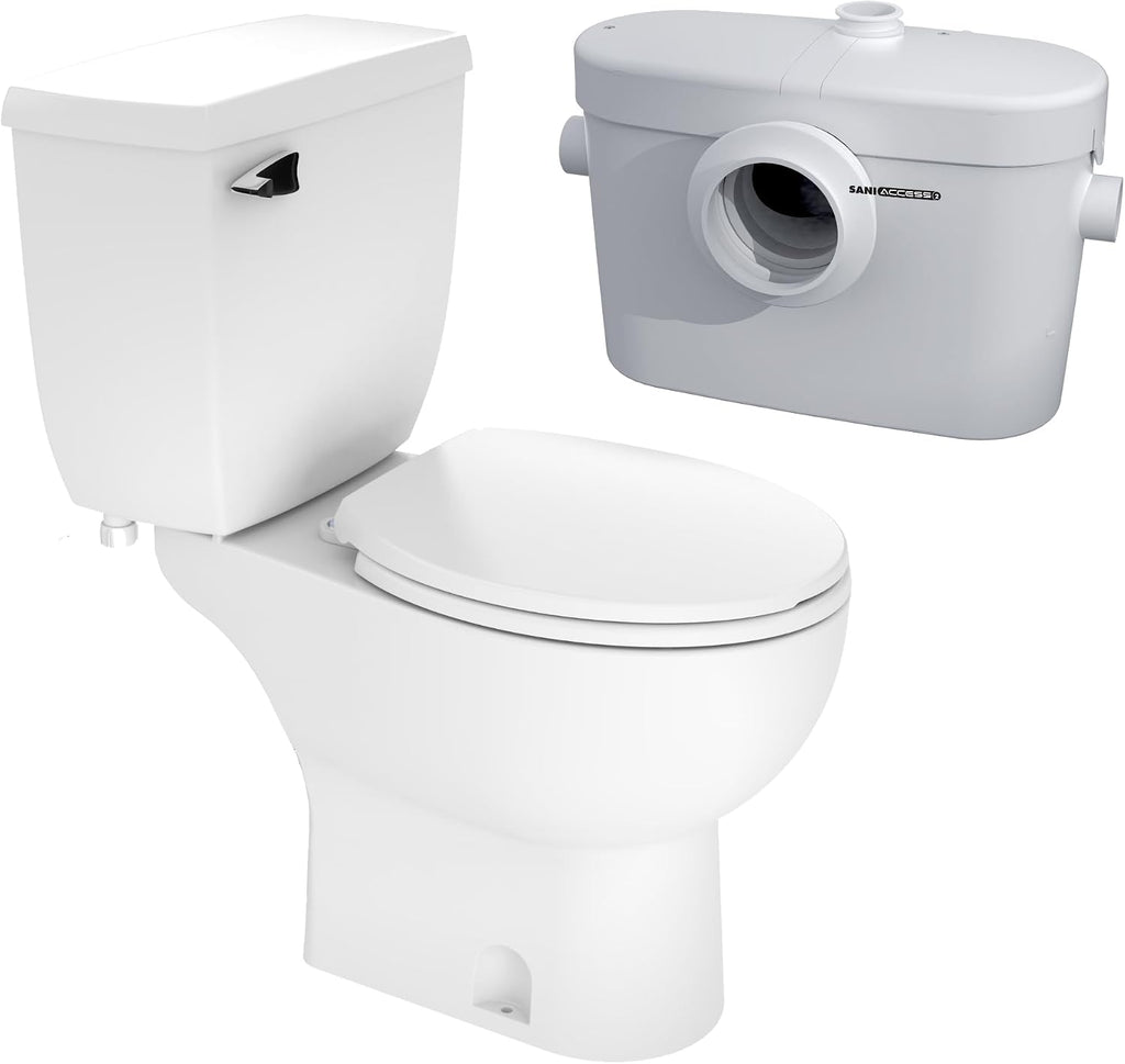 SANIFLO Saniaccess 2 + Toilet Bowl Round + Toilet Tank Bundle - Residential - White