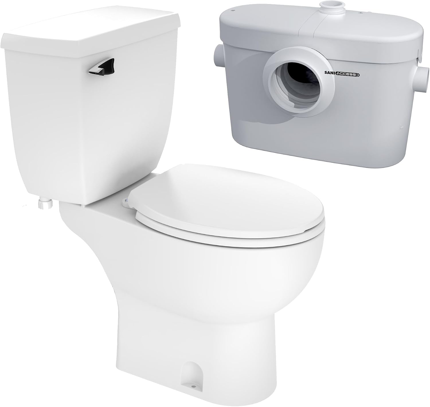 SANIFLO Saniaccess 2 + Toilet Bowl Round + Toilet Tank Bundle - Residential - White