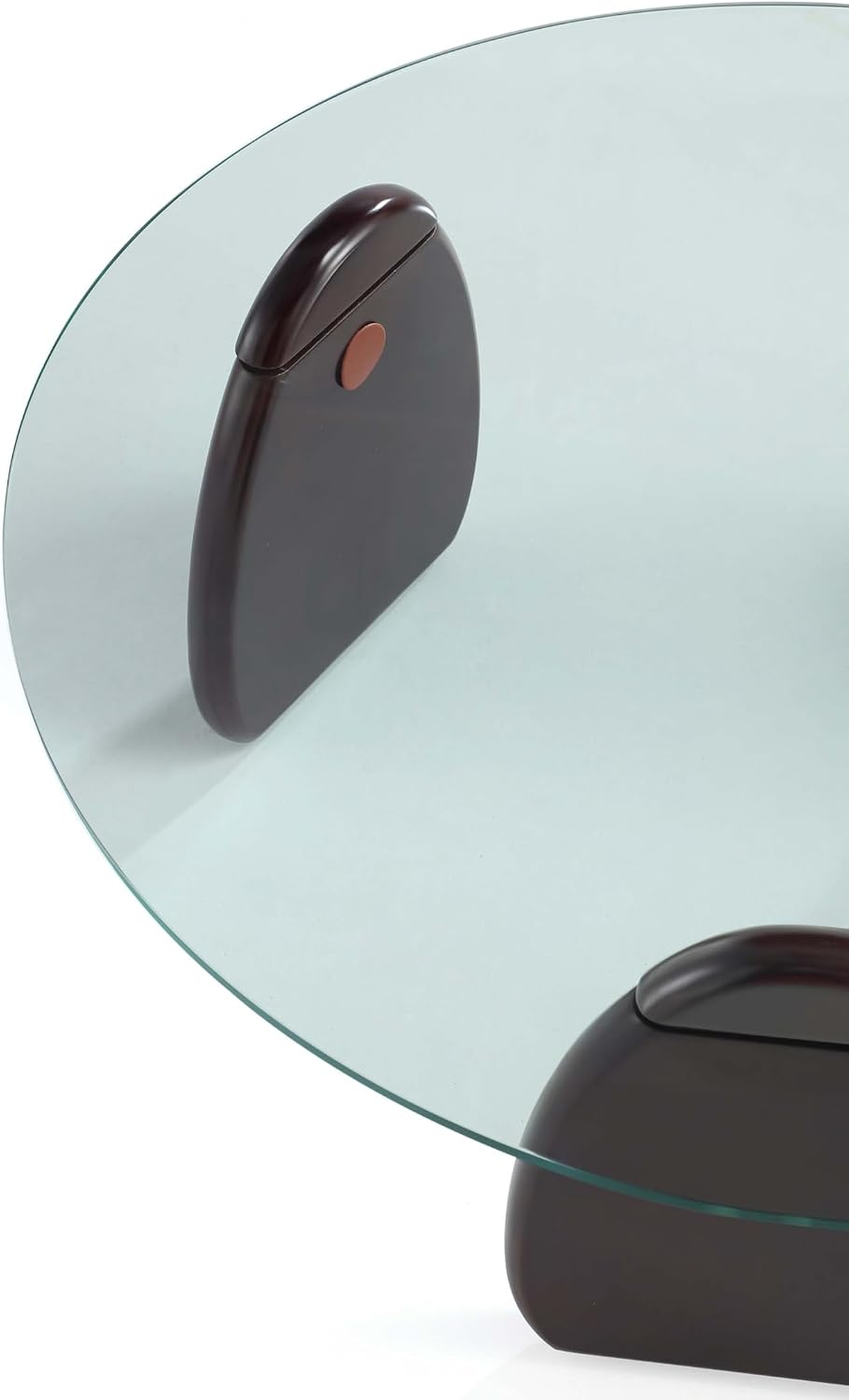 Manhattan Comfort Artesia Round Coffee Table with Sleek Tempered Glass Top, Solid Wood Base, and Contemporary Design, Living Room Accent Furniture for Modern Homes, Centerpiece, Dark Walnut