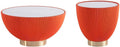 Manhattan Comfort Modern Anderson Coffee Table and End Table 2.0 Upholstered in Orange Leatherette with Ceramic Faux Tabletop - Set of 2