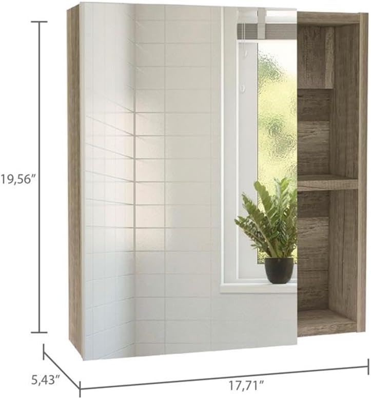 Pemberly Row 2-Piece Bathroom Storage Set, Medicine Cabinet with Mirror and Linen Cabinet, Durable Engineered Wood, Multi-Color Finish, Compact Space-Saving Design for Organized Bathroom Essentials