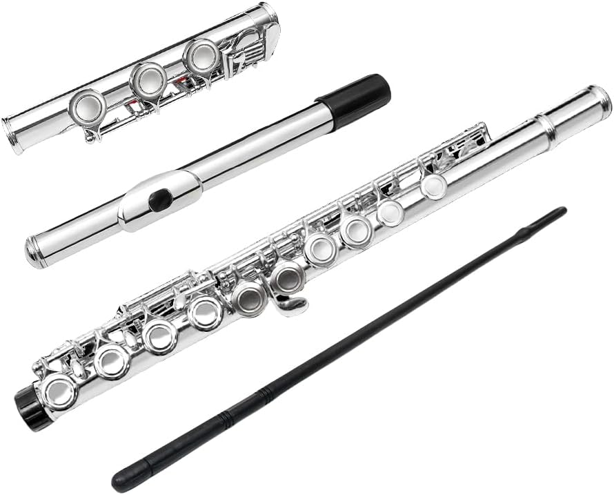 Vetimobato Closed Hole 17 Keys C Flute for Beginners & Students & Adults– Nickel Siver Flute with Hard Case, Cleaning Kit, Tuning Rod – Easy to Play, Durable & Lightweight