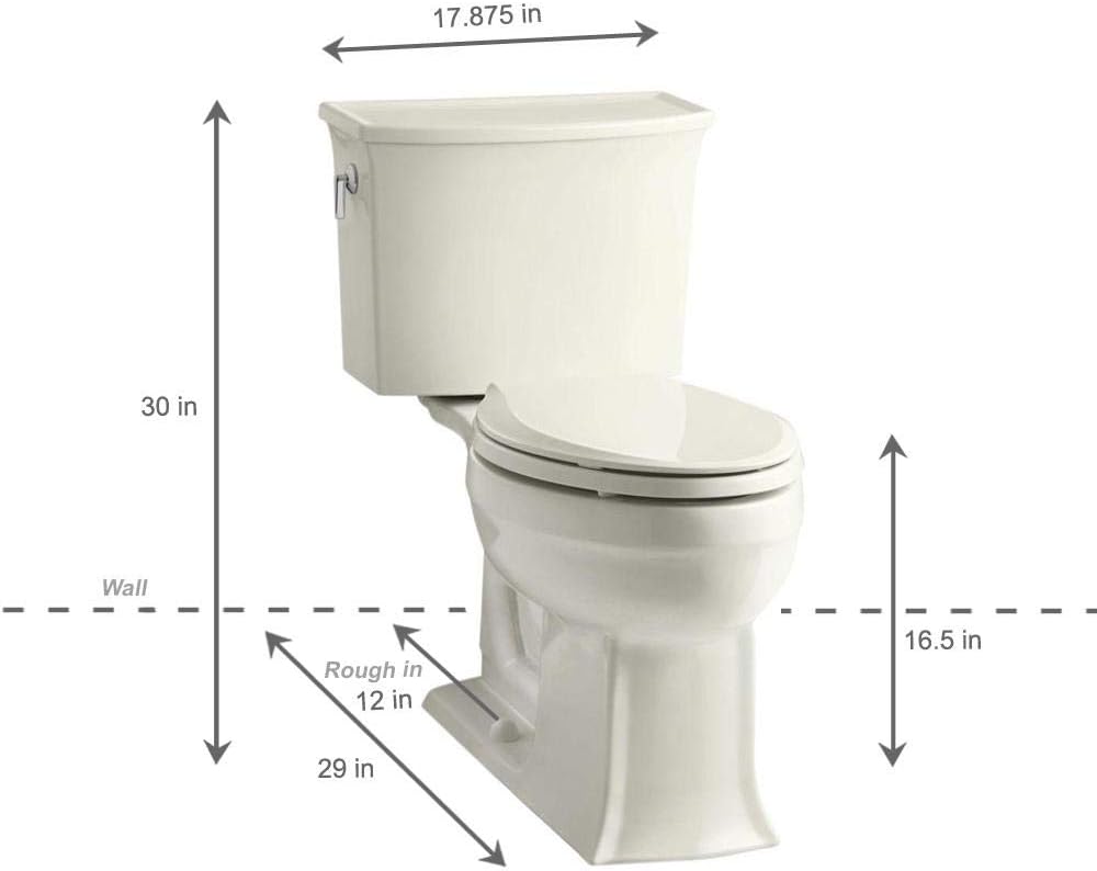 KOHLER K-3551-96 Archer® Two-piece elongated toilet, 1.28 gpf, Biscuit