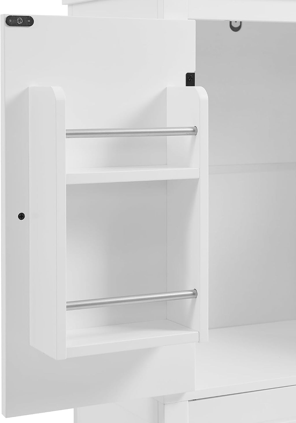 Bathroom Storage Cabinet with Adjustable Shelves, Freestanding | MDF, painted finish, adjustable shelves, 4 doors, anti-tip kit, bathroom, home office, 23.6 W x 11.8 D x 43.3 H in