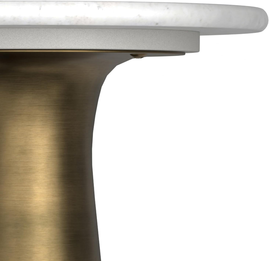 SIMPLIHOME Nicollette Metal Table - 12 inch Wide Solid Metal Round Side Table in Antique Brass, Modern Contemporary Accent Table for Living Room, Bedroom, or Office with Compact Design