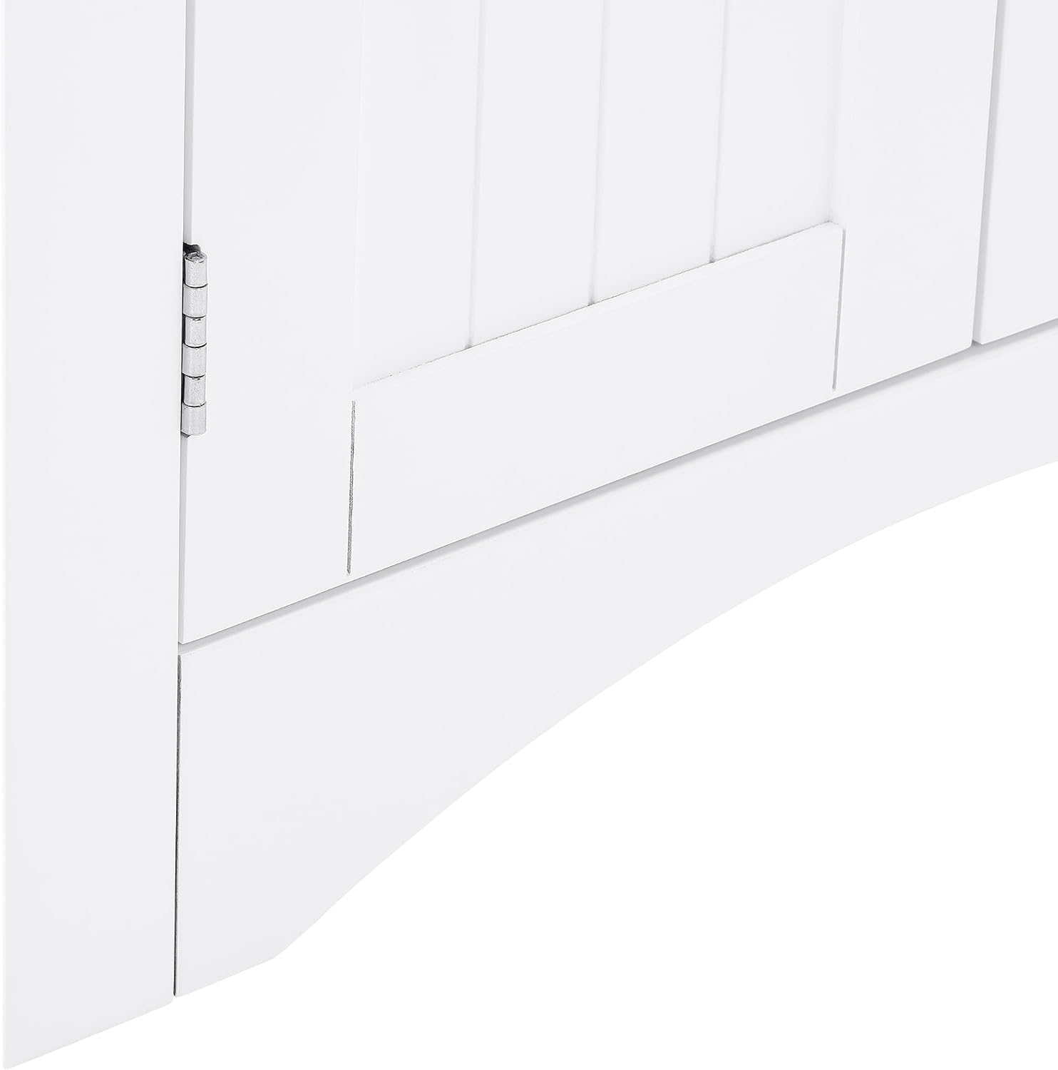 Corner Storage Cabinet Classic White, Modern Freestanding Floor Cabinet with 2 Doors, Open Top Shelf & Adjustable Interior Shelf for Bathroom, Living Room & Kitchen