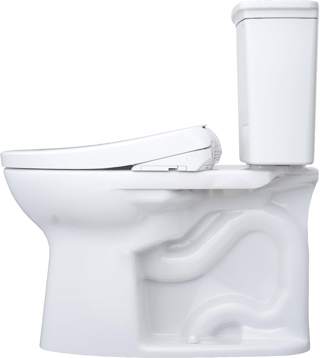 TOTO® Drake® Transitional WASHLET®+ Two-Piece Elongated 1.28 GPF Universal Height TORNADO FLUSH® Toilet and S7 Bidet Seat with Auto Flush, Cotton White - MW7864726CEFGA.10#01
