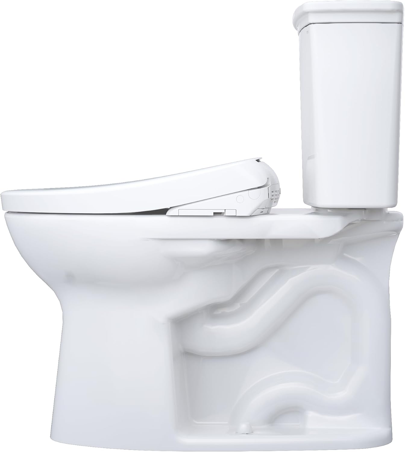 TOTO® Drake® Transitional WASHLET®+ Two-Piece Elongated 1.28 GPF Universal Height TORNADO FLUSH® Toilet and S7 Bidet Seat with Auto Flush, Cotton White - MW7864726CEFGA.10#01