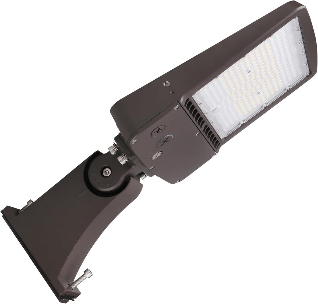OSTEK 480V LED Shoebox Lighting, LED Area Pole Fixture for Parking Lot Lighting, IP65 Outdoor Commercial Area Road Lighting 5000K DLC UL Certified (Direct Arms Mount, 150 Watts)