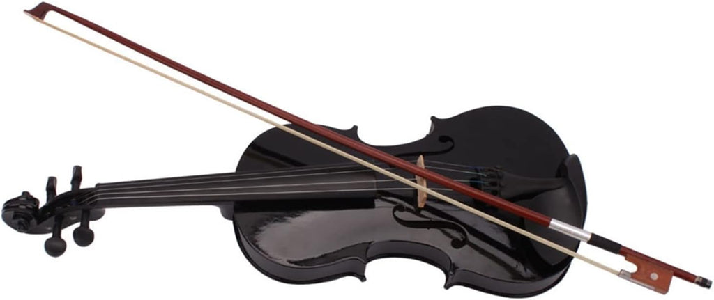 TSTS 4/4 Full Size Acoustic Violin Fiddle Black with Case Bow Basswood Wood Stringed Musical Instruments Adults Violins (Color : 02)