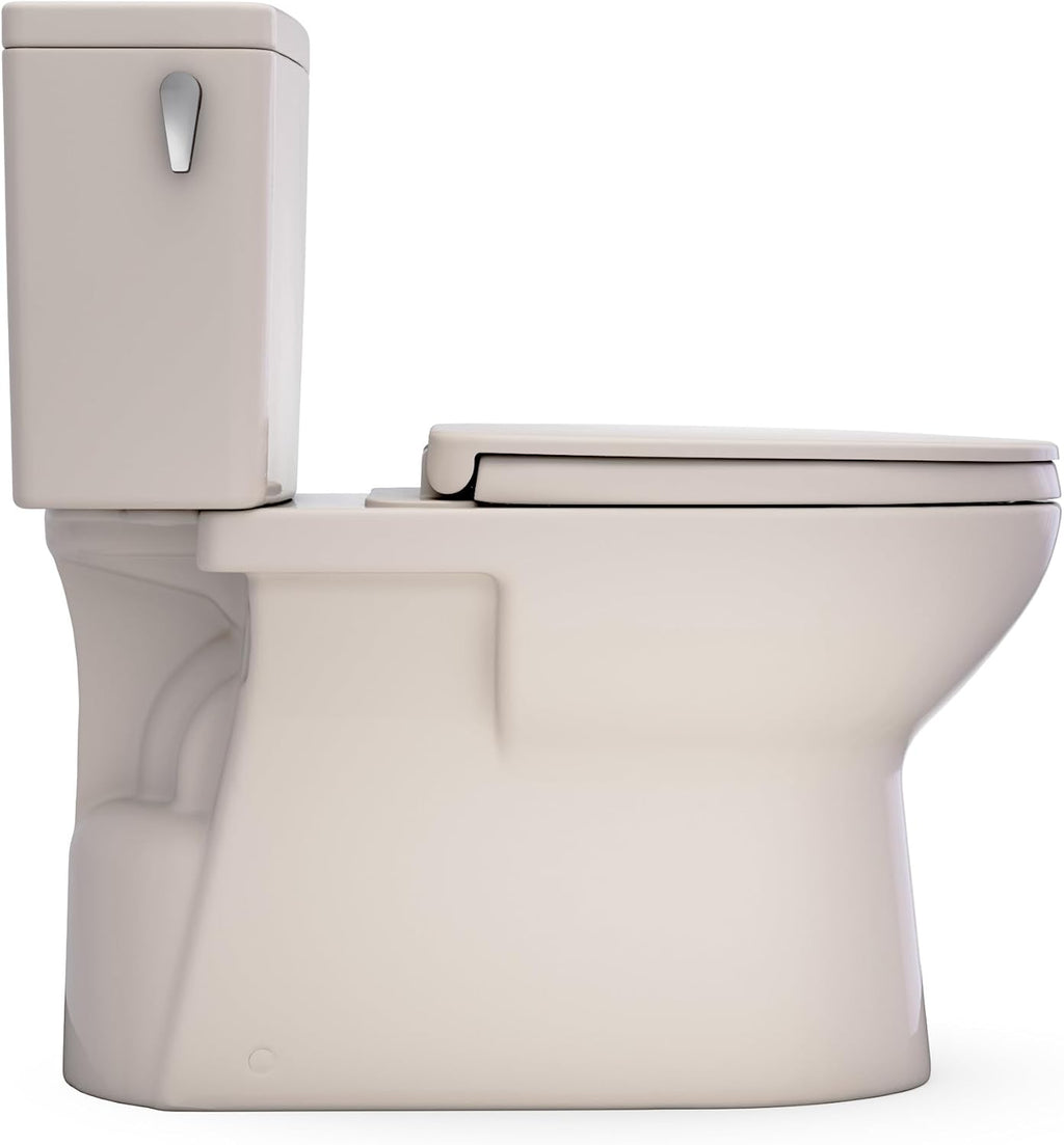 TOTO® Glaston™ 1G® Two-Piece Elongated 1.0 GPF WASHLET®+ and Auto Flush Ready Universal Height Toilet with CEFIONTECT® and SS124 SoftClose® Seat, Bone - MS472124CUFG#03