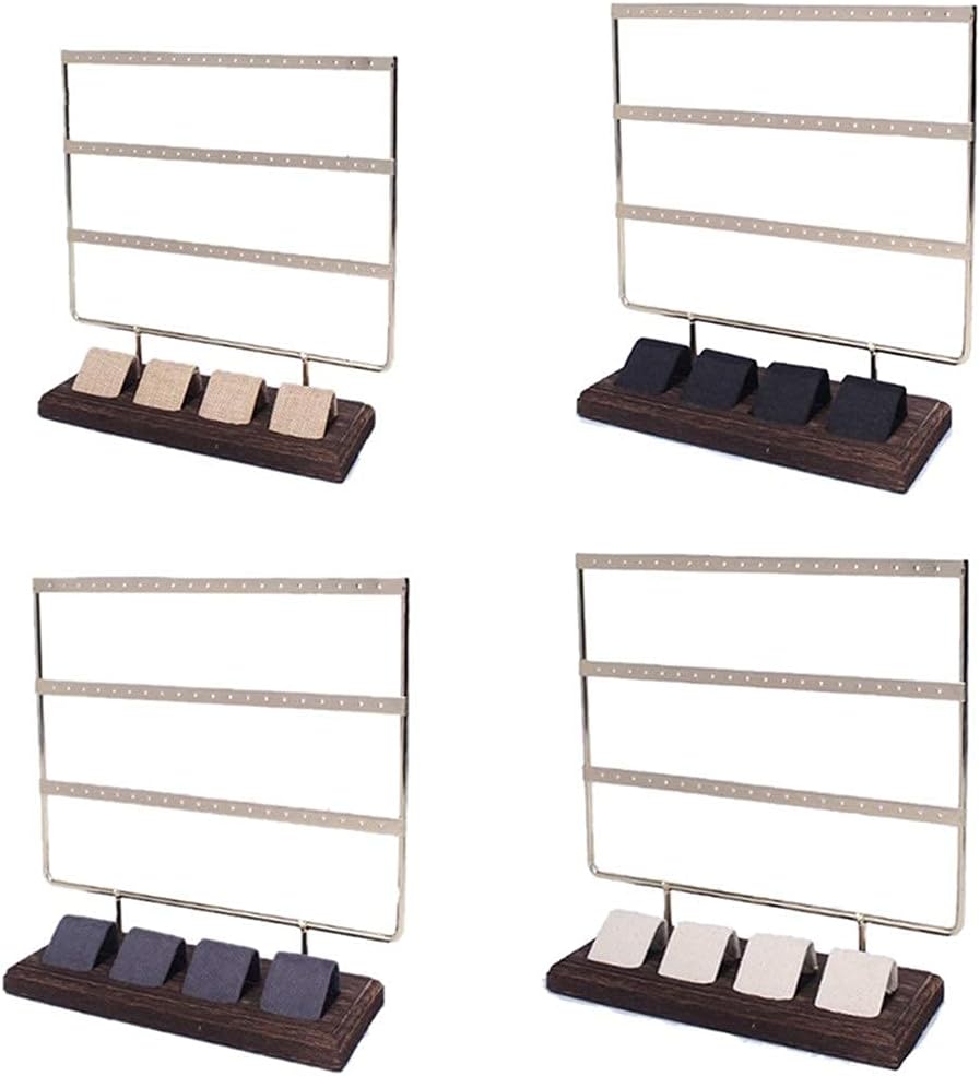 3-Tier Towel Bar Earring Holder & Bracelet Display Rack Stand - Stylish Black Wood Organizer for Earrings, Bracelets, and Accessories - Space-Saving Jewelry Tower