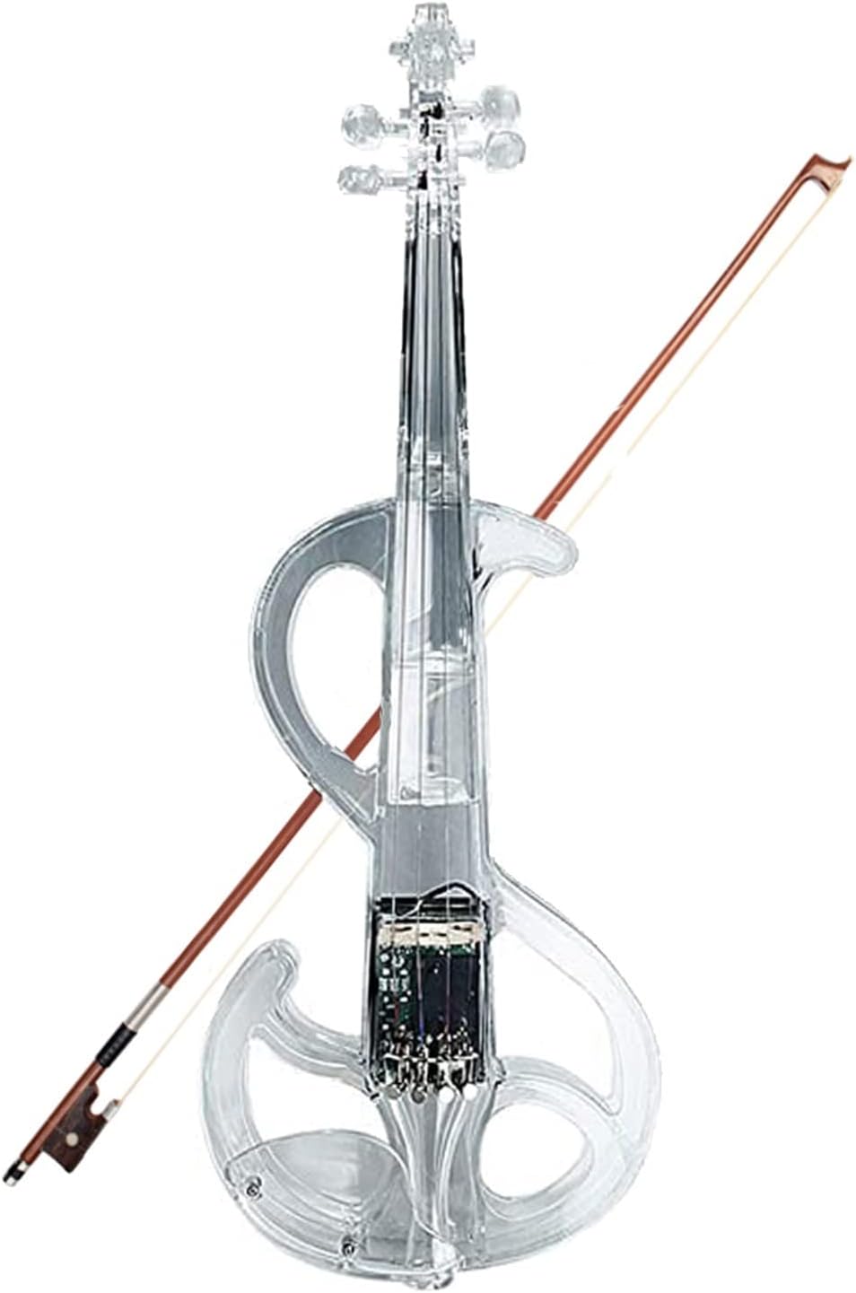 TSTS 4/4 Electric Violin Transparent Acrylic Body with Light Performance Type Violin Musical Instrument Adults Violins (Color : 02)