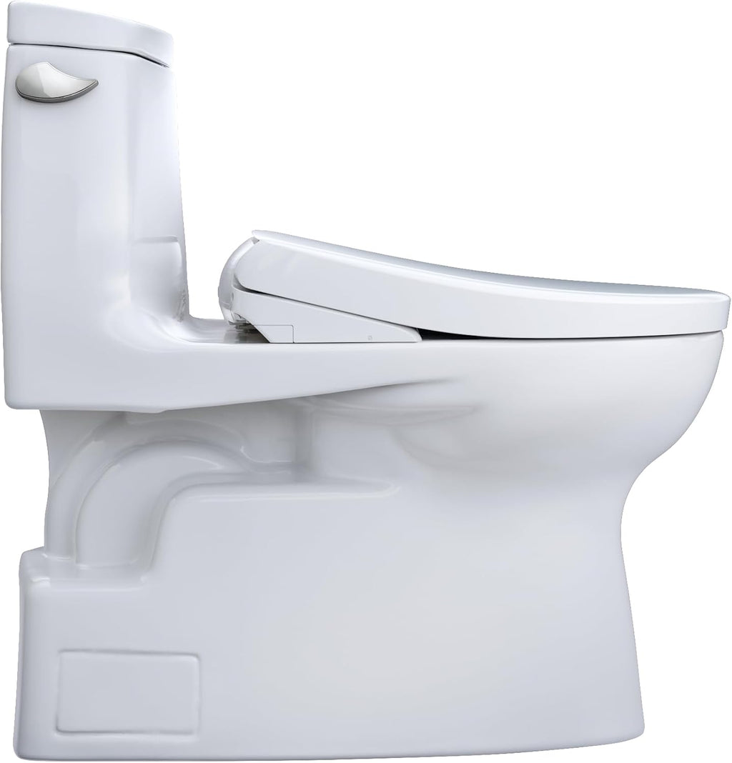 TOTO® WASHLET®+ Carlyle® II One-Piece Elongated 1.28 GPF Toilet with Auto Flush WASHLET®+ S7 Contemporary Bidet Seat, Cotton White - MW6144726CEFGA#01
