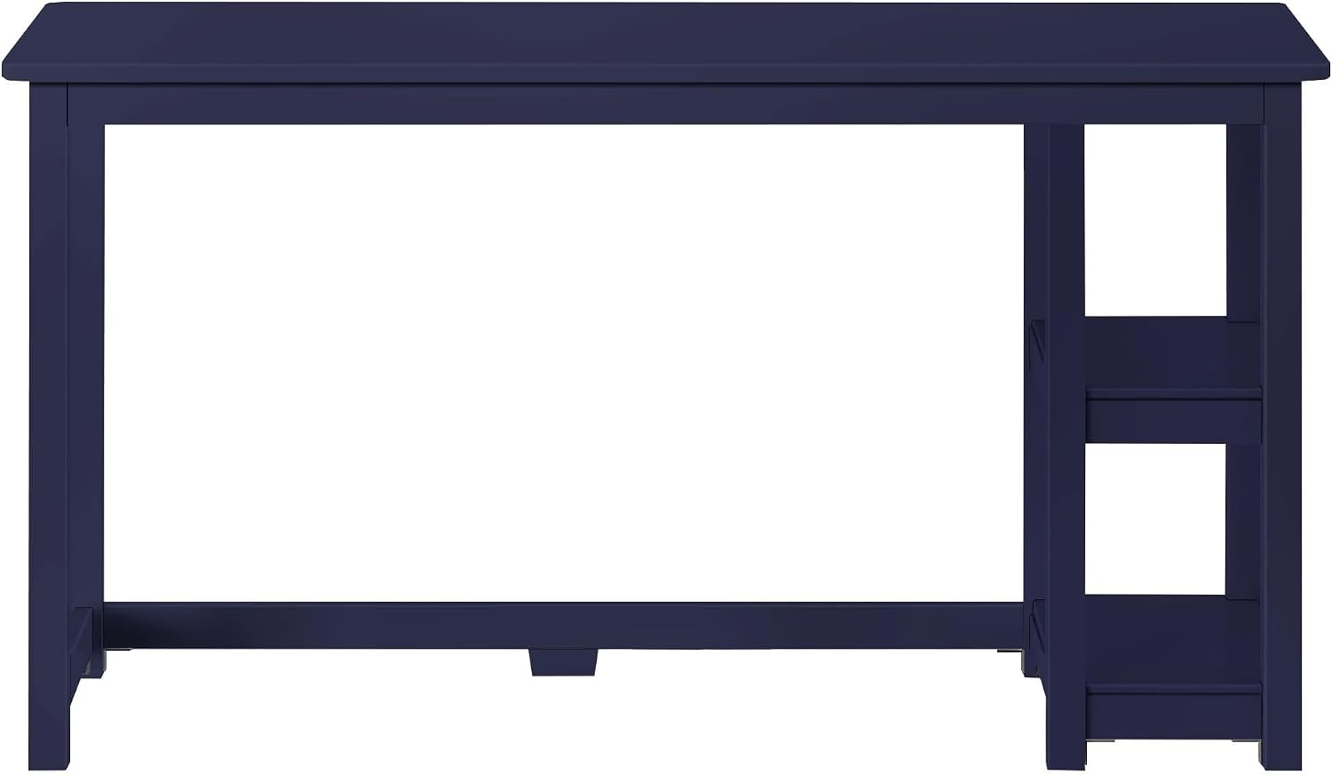 Max & Lily Solid Wood Desk With Shelves, 55 Inches, Blue
