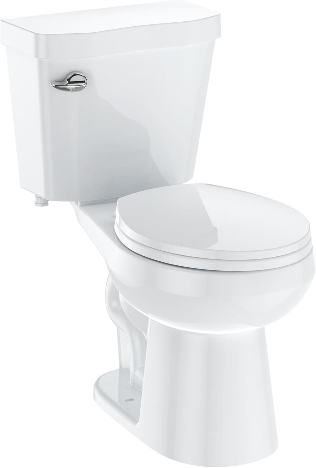 17 Inch Toilet with Round Bowl Two-Piece Bathroom Toilet with Soft Close Seat 1.28 GPF Siphonic Flush Universal Height Cotton White Durable Design Efficient Water Usage Comfortable Universal Height