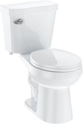 17 Inch Toilet with Round Bowl Two-Piece Bathroom Toilet with Soft Close Seat 1.28 GPF Siphonic Flush Universal Height Cotton White Durable Design Efficient Water Usage Comfortable Universal Height