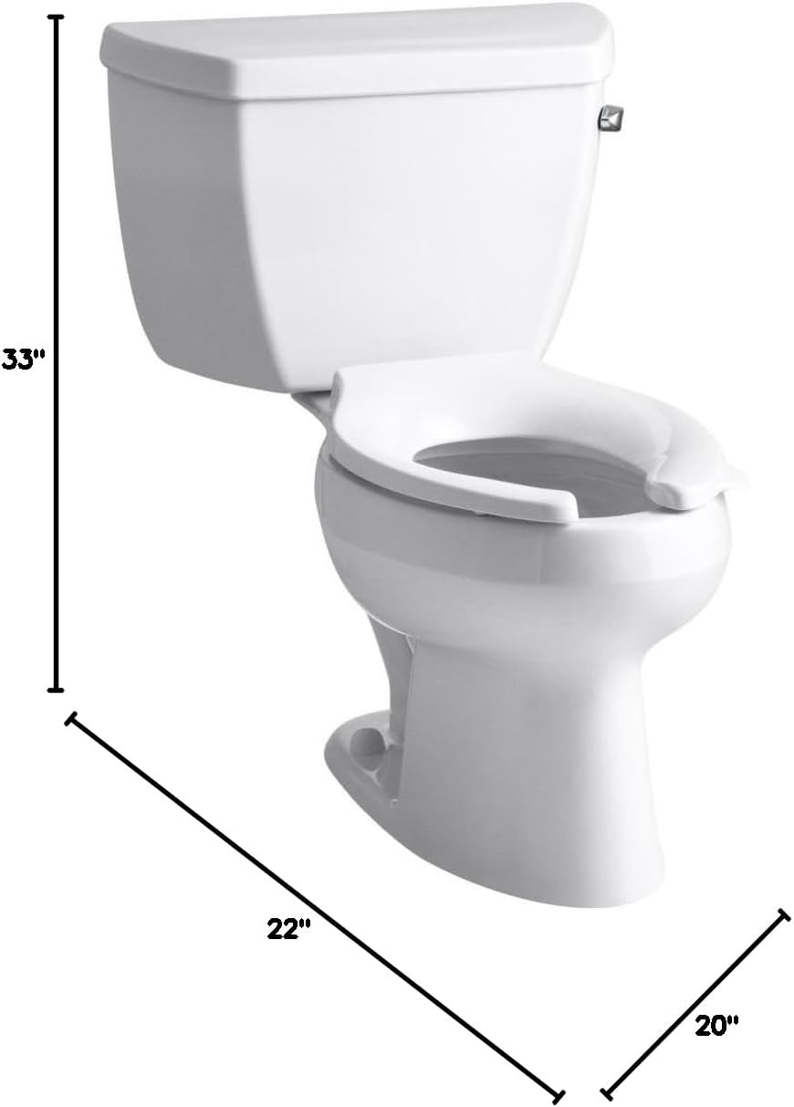 Kohler 3505-TR-0 Wellworth Classic Two-piece elongated 1.6 gpf toilet with tank cover locks, less seat