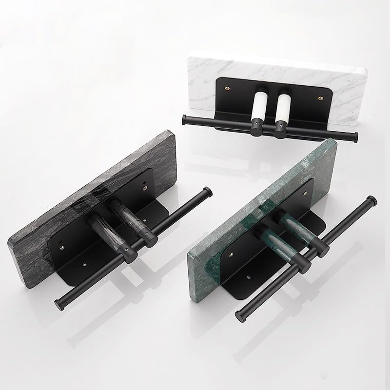 Marble Paper Towel Holder, Towel Rail, Wall Mounted Toilet Paper Holder, Shelf, black-30 Long Shelf with bar