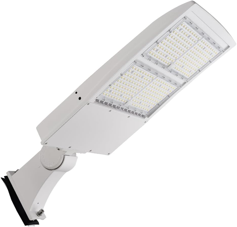 300W White High Voltage 480v LED Shoebox Area Light Parking Lot Lighting Street Lamp Type III Distribution 5000k Daylight Lighting Facts Slip Fitter/Direct Mount/Trunnion Mount Optional