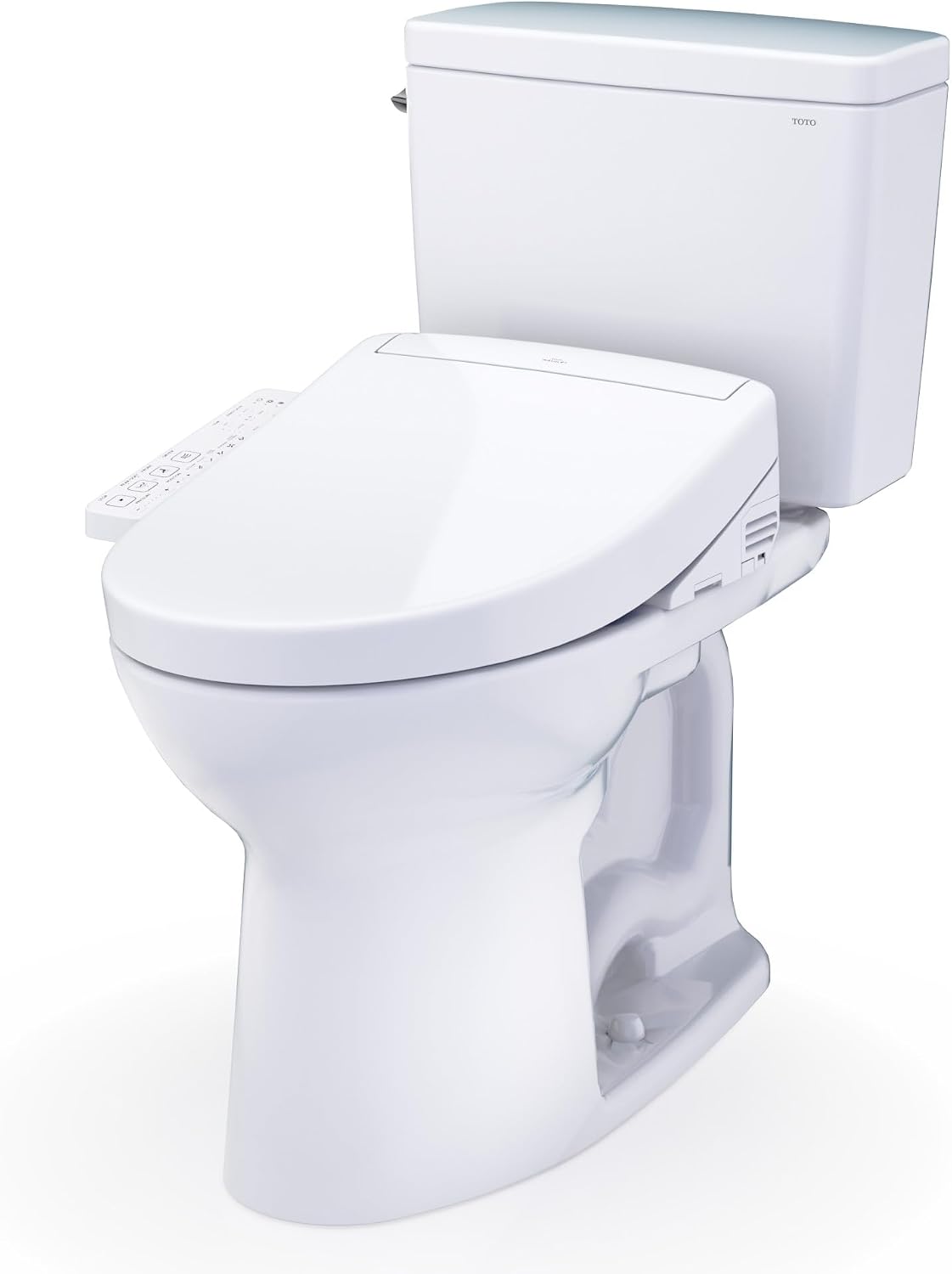 TOTO® Drake® WASHLET®+ Two-Piece Elongated 1.28 GPF Universal Height TORNADO FLUSH® Toilet with S2 Bidet Seat, 10 Inch Rough-In, Cotton White - MW7763346CEFG.10#01