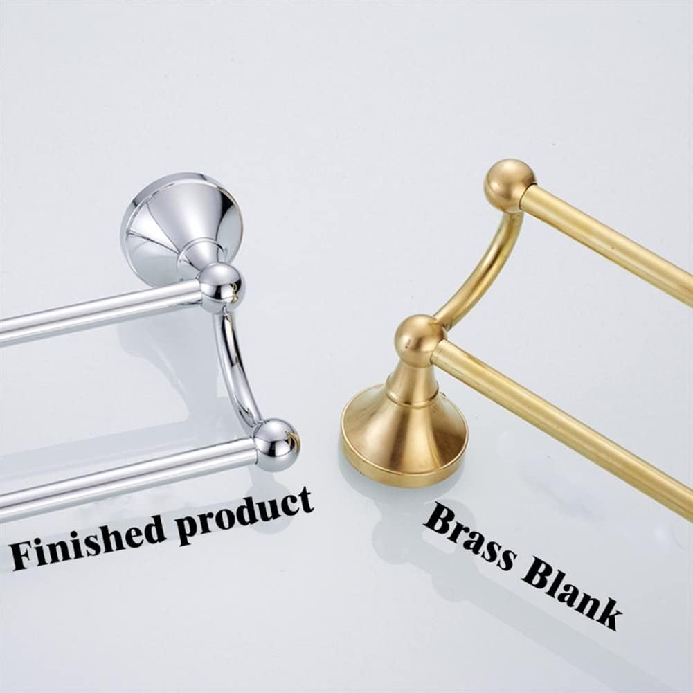LSLYTQ Double Towel Bar, Black Brushed Chrome Antique White Gold Bronze Brass Wall Mounted Kitchen Bathroom Towel Holder Rack Rails