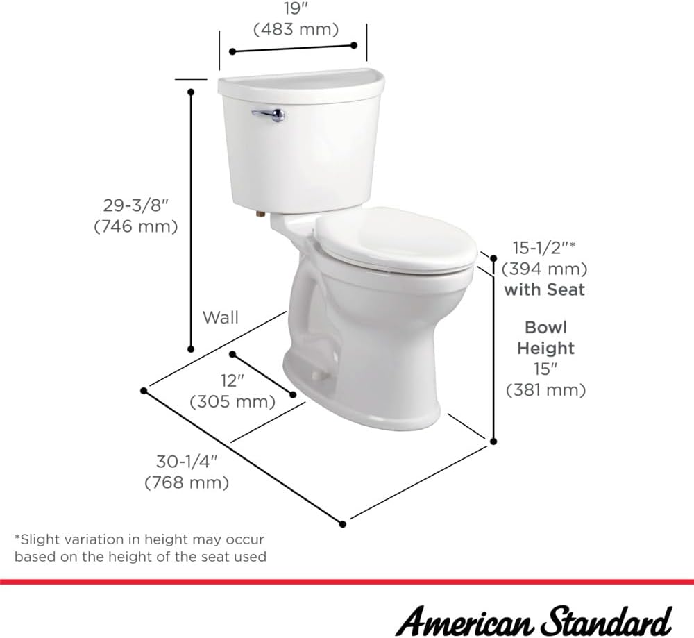 American Standard 211CA004.020 Champion PRO Two-Piece 1.6 gpf/6.0 Lpf Standard Height Elongated Toilet Without Seat, White