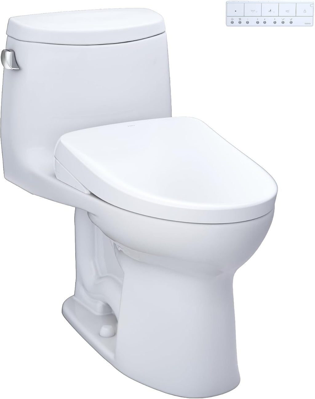 TOTO® WASHLET®+ UltraMax® II One-Piece Elongated 1.28 GPF Toilet with Auto Flush WASHLET®+ S7 Contemporary Bidet Seat, Cotton White - MW6044726CEFGA#01