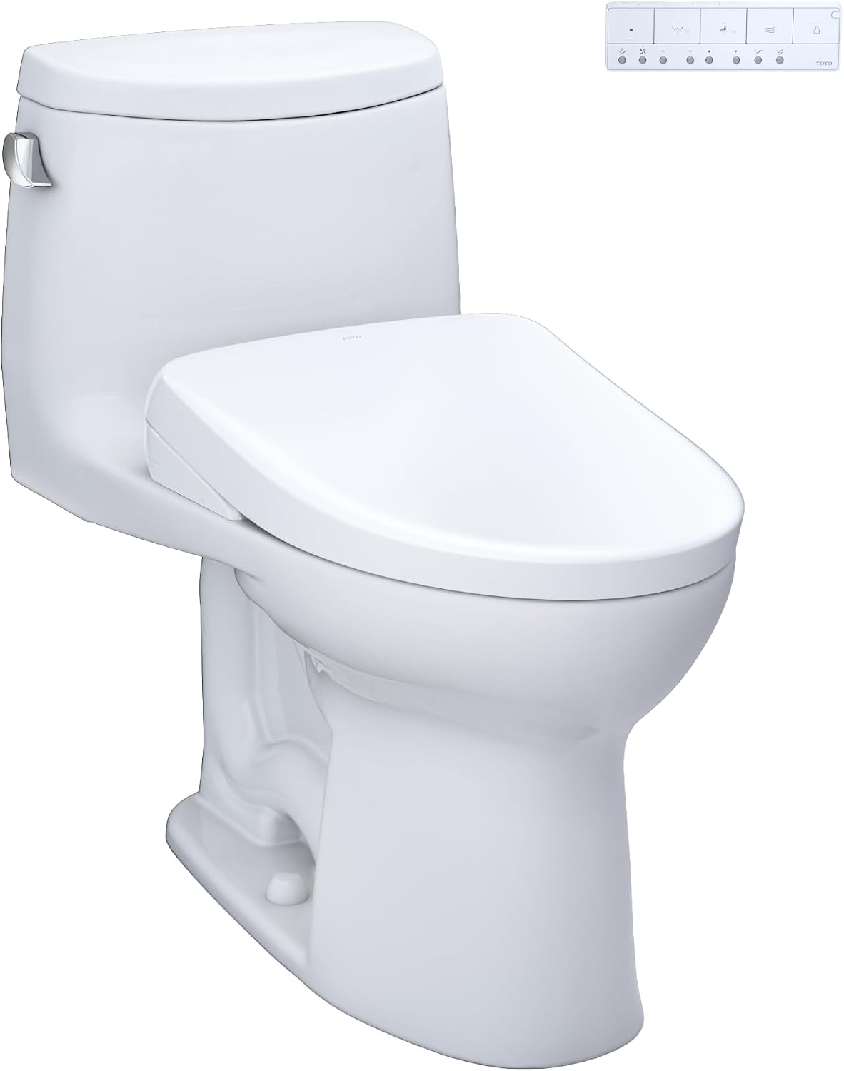 TOTO® WASHLET®+ UltraMax® II One-Piece Elongated 1.28 GPF Toilet with Auto Flush WASHLET®+ S7 Contemporary Bidet Seat, Cotton White - MW6044726CEFGA#01