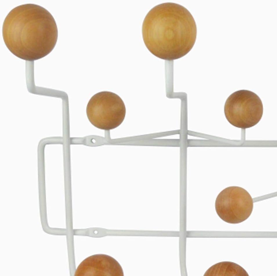 SHISEDECO Classic Hang it All Coat Rack, Mid Century Modern Wall Mounted Hooks with Painted Solid Wooden Balls, Decorative Creative Fashion Wood Hanger for Home, Bedroom (White Frame Natural)
