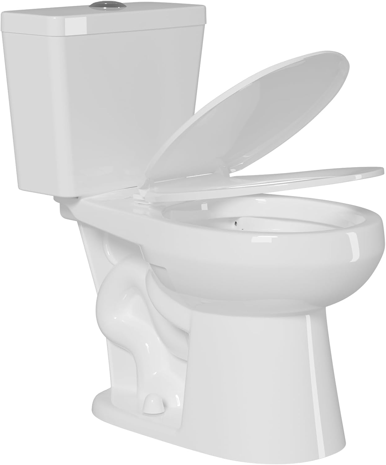 17 Inch Compact Tall Toilet ADA Height Seat 17.5', Powerful Tornado Flush, Two Piece Dual Flush 1.0/1.28 GPF, 12' Rough-in for Bathroom, Comfort Bowl Heigh 16.75', White