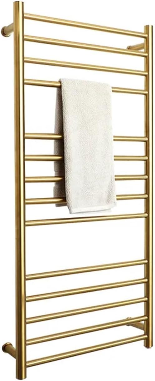 Heating Towel Rack Stainless Steel Bathroom Bathroom Rack 9006 Gold Black Heating Towel Bar(Black_220V)