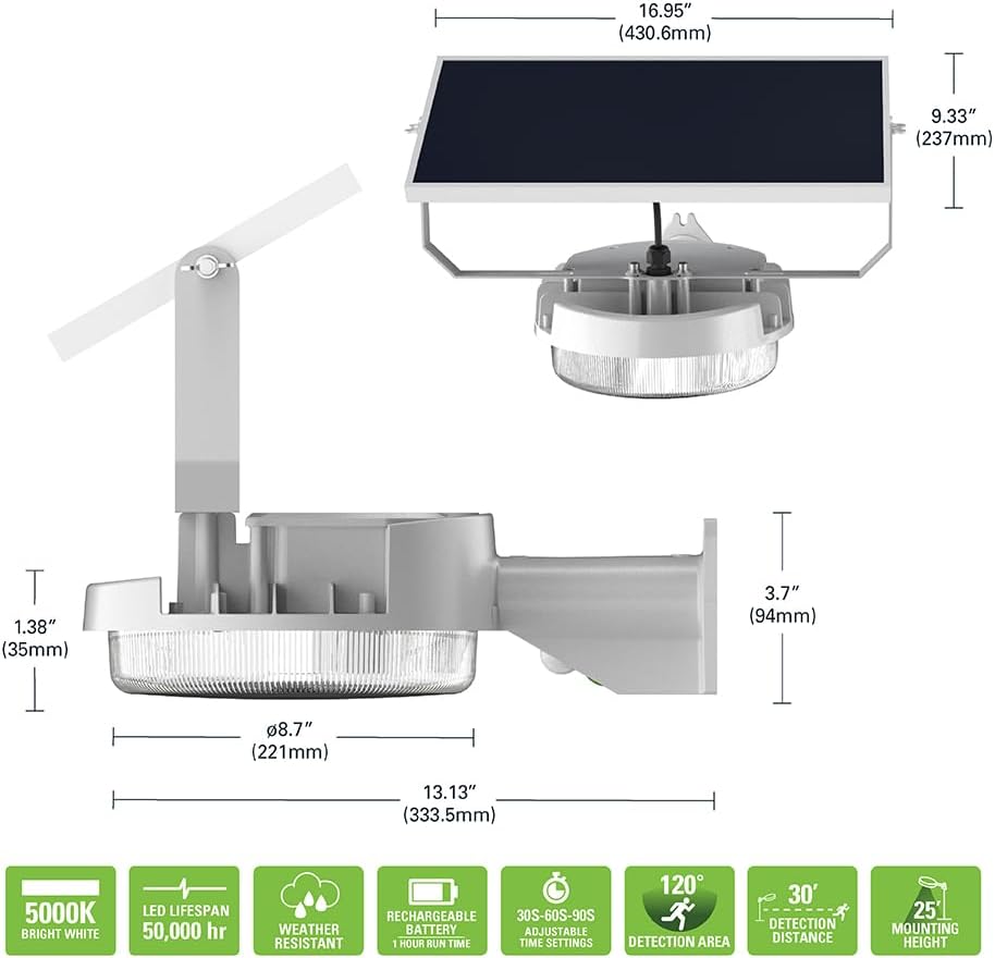 HALO Solar Powered High Brightness 10000 Lumens Motion Activated Outdoor LED Security Area Light