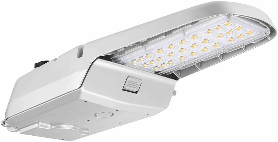 70W 105W 150W,LED Roadway Light with Photocell, 4000K-5000K, 120V-480V, Cobra Head Pole Mounted Outdoor Site Area Lighting, Dusk to Dawn, Dimmable Lighting Facts (5000K, 105W)