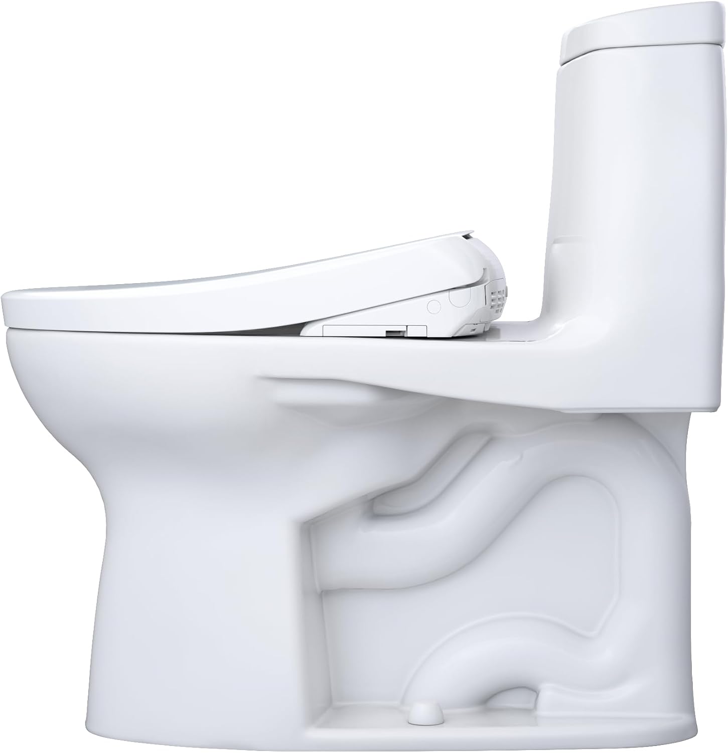 TOTO® WASHLET®+ UltraMax® II One-Piece Elongated 1.28 GPF Toilet with Auto Flush WASHLET®+ S7 Contemporary Bidet Seat, Cotton White - MW6044726CEFGA#01