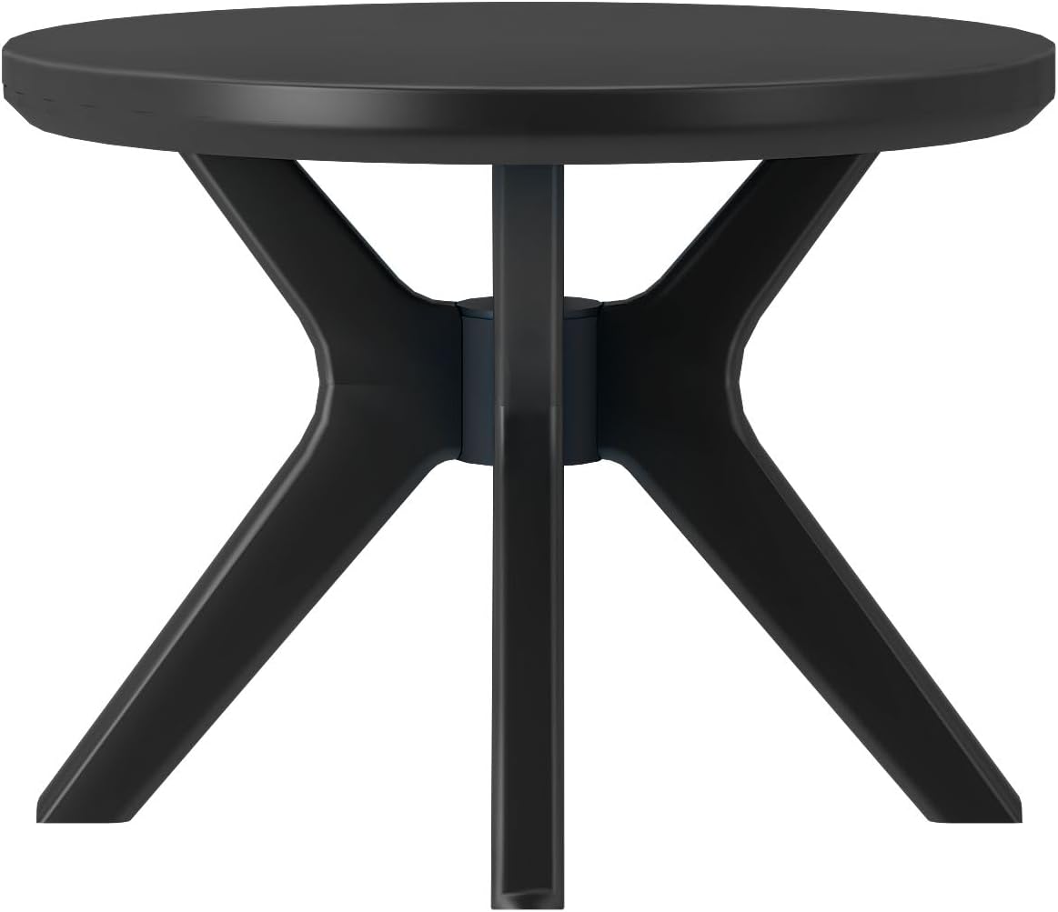 Plank+Beam Cross Leg Verso End Table, 24 Inch Wood End Tables for Living Room, Round Center Table, Cocktail Table for Small Spaces, Black