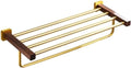 Nordic Style Floating Shelf with Towel Bar, Black Walnut & Gold Wall Decoration, Multi-Purpose Wall Hanging Storage - 60x23cm