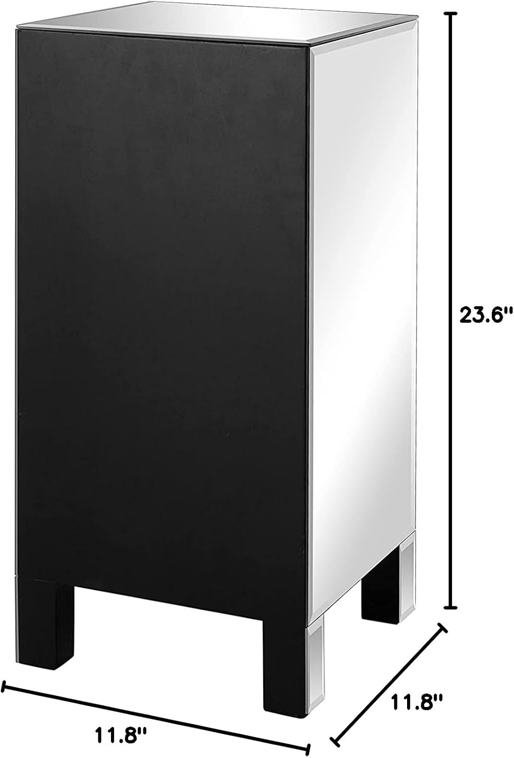 Bonnlo 3-Drawer Mirrored Nightstand Set of 2, End Table, Bedside Table, Glass Nightstand for Bedroom, Living Room, Silver, 11.7' L x 11.8' W x 23.8' H