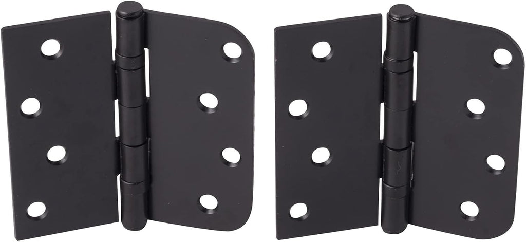 Hinge Outlet 4 Inch with 5/8 Inch Square Radius Ball Bearing Door Hinges, Heavy-Duty Steel, Removable Pin (Black,12 Pack)